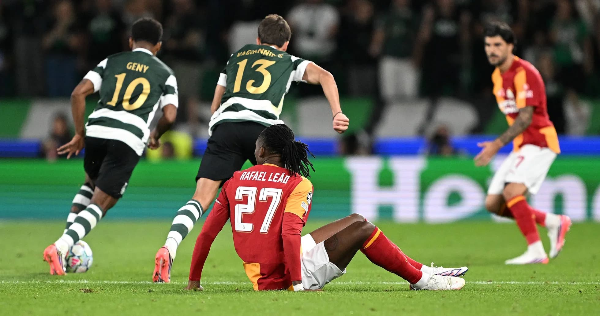 Rafael Leão on the ground during a match