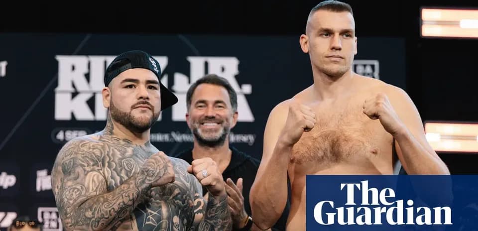 Boxers posing at weigh-in event before match