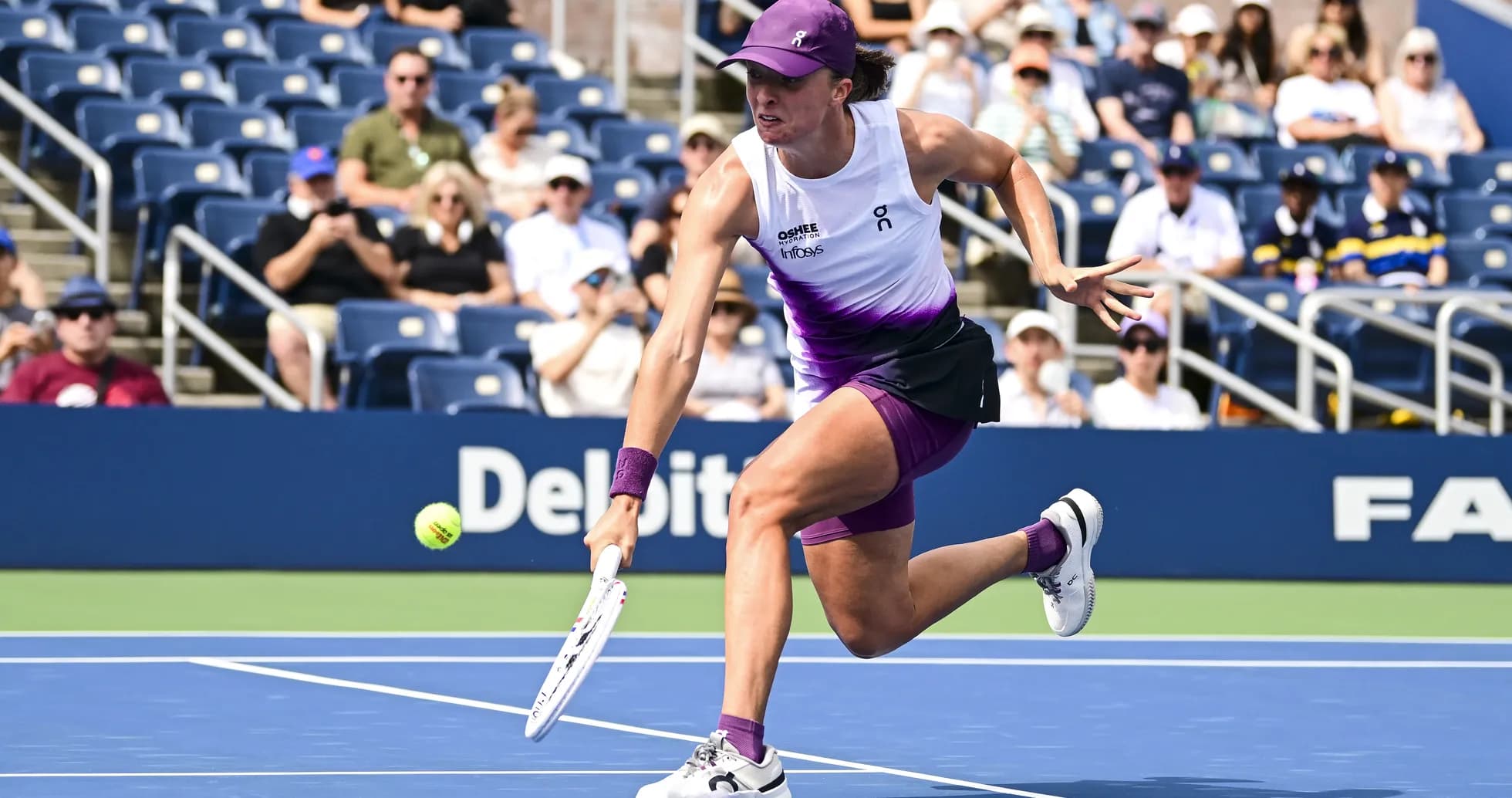 Player returning a tennis ball during a match