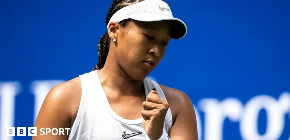 Naomi Osaka celebrating during tennis match