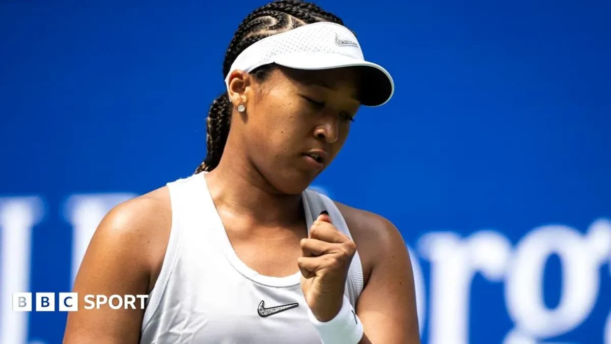 Naomi Osaka celebrating during tennis match