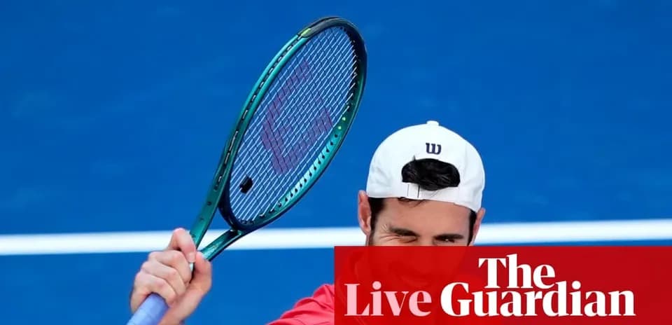 Player preparing to serve on blue tennis court