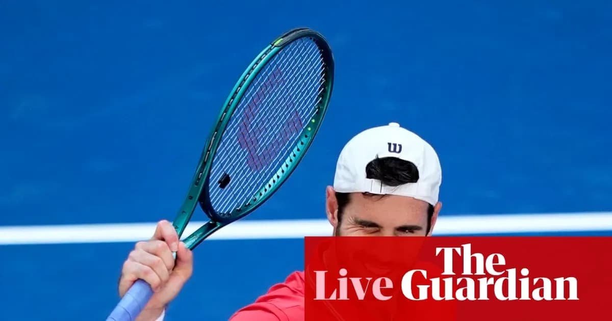 Player preparing to serve on blue tennis court