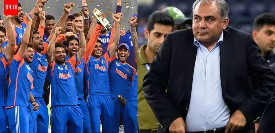 Indian cricket team celebrating victory with trophy
