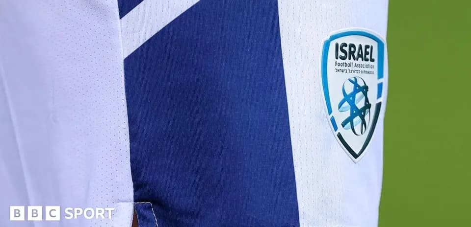 Close-up of Israel Football Association badge on jersey