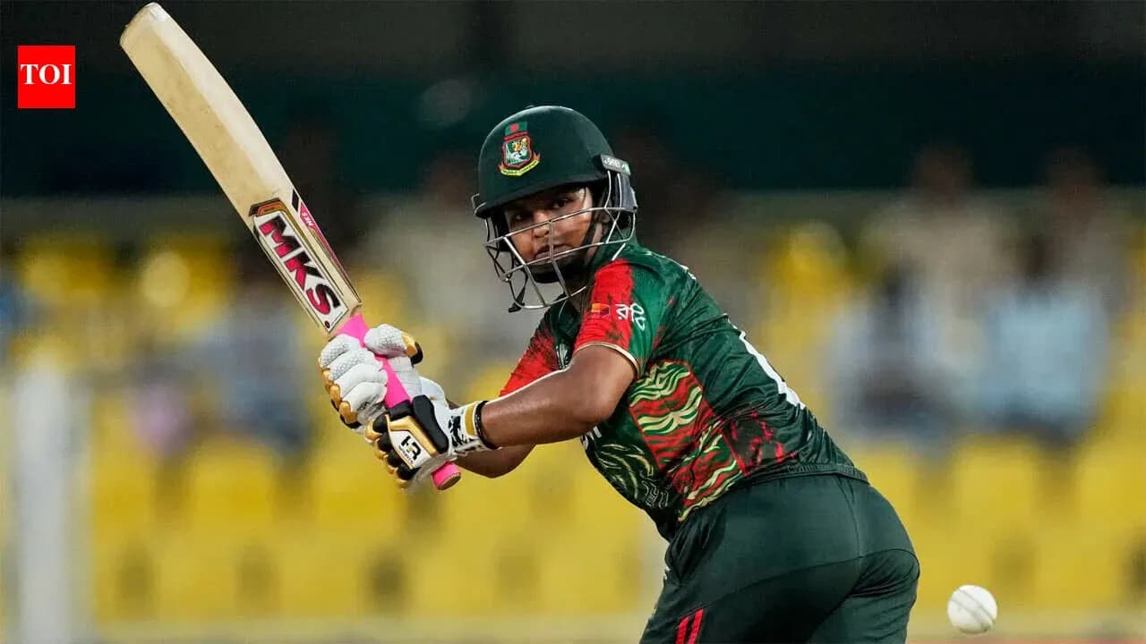 Batsman from Bangladesh preparing to hit the ball