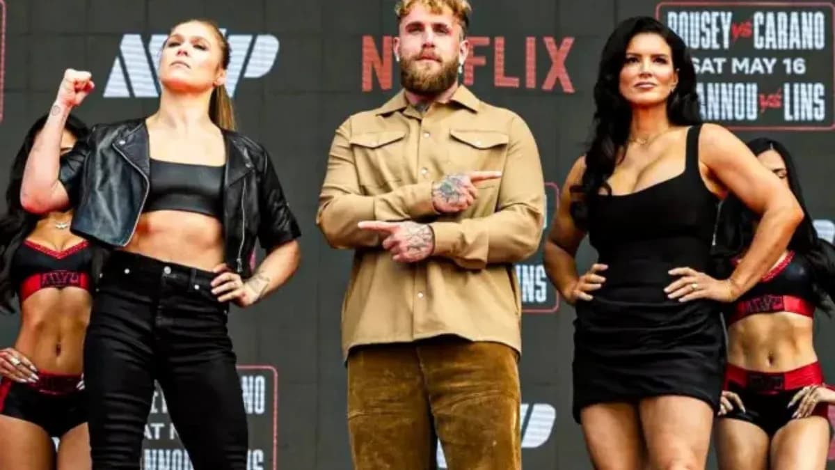 Ronda Rousey, Jake Paul, and Gina Carano at weigh-in