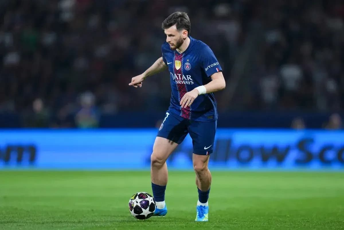 Player dribbling ball during match on the field