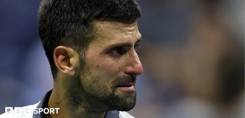 Tennis player with emotional expression after match