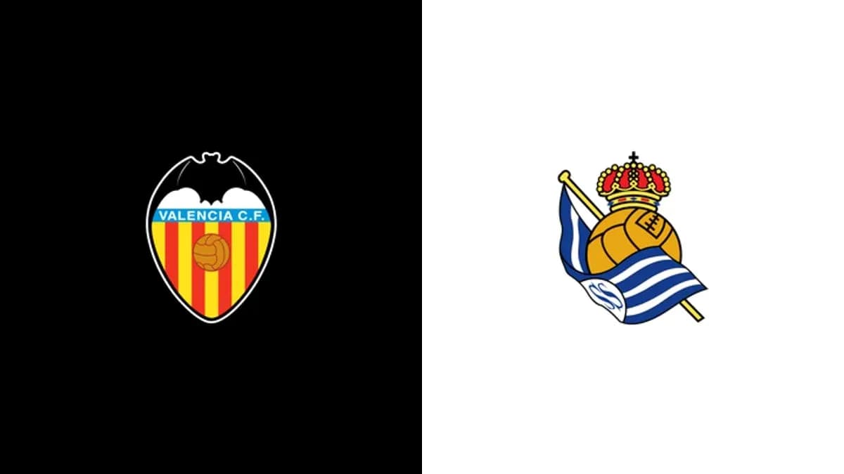 Logos of Valencia C.F. and Real Sociedad