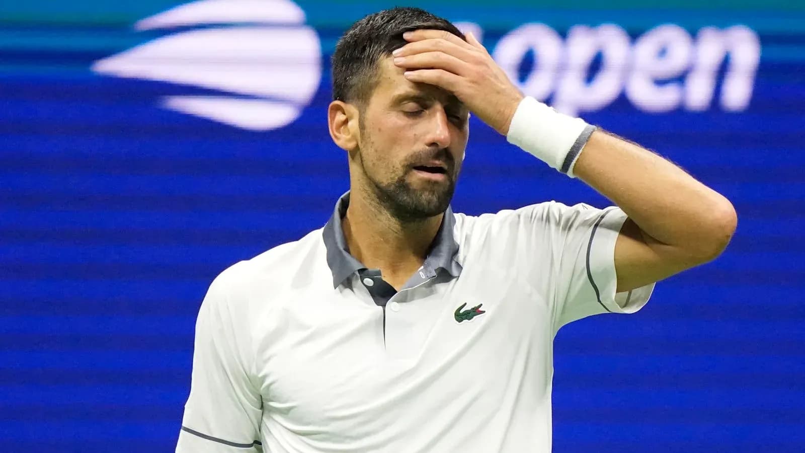 Tennis player reacting during US Open match
