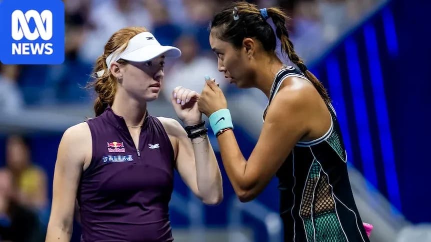 Two female tennis players discussing during match