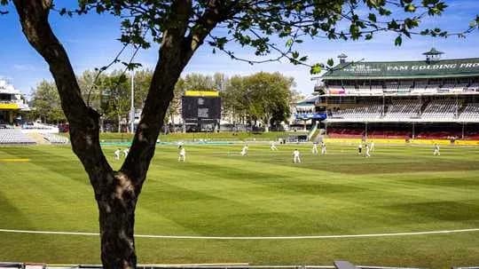 Cricket match in progress at the stadium