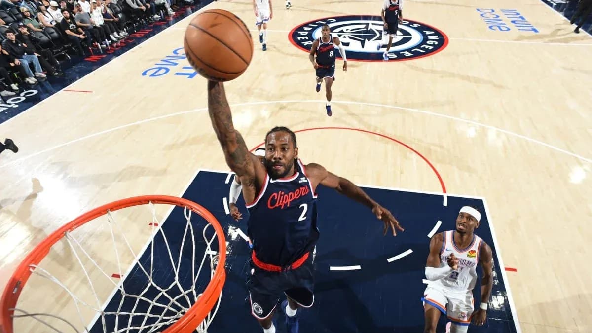 Player dunking during a basketball game action