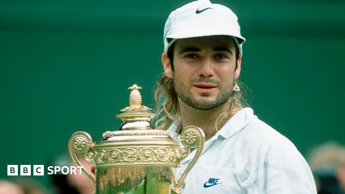 Player holding Wimbledon trophy on green background