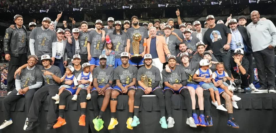 New York Knicks celebrating 2023 NBA Championship victory