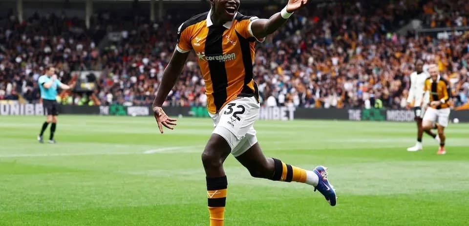Player celebrating goal during Hull City match