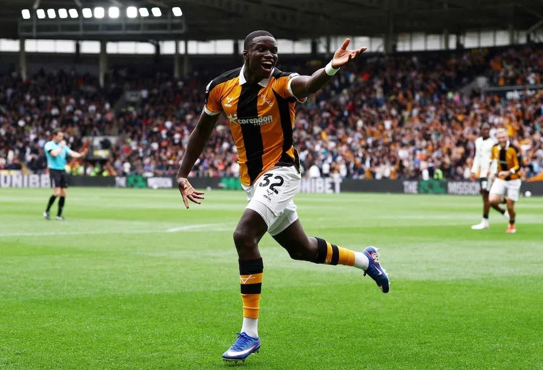 Player celebrating goal during Hull City match