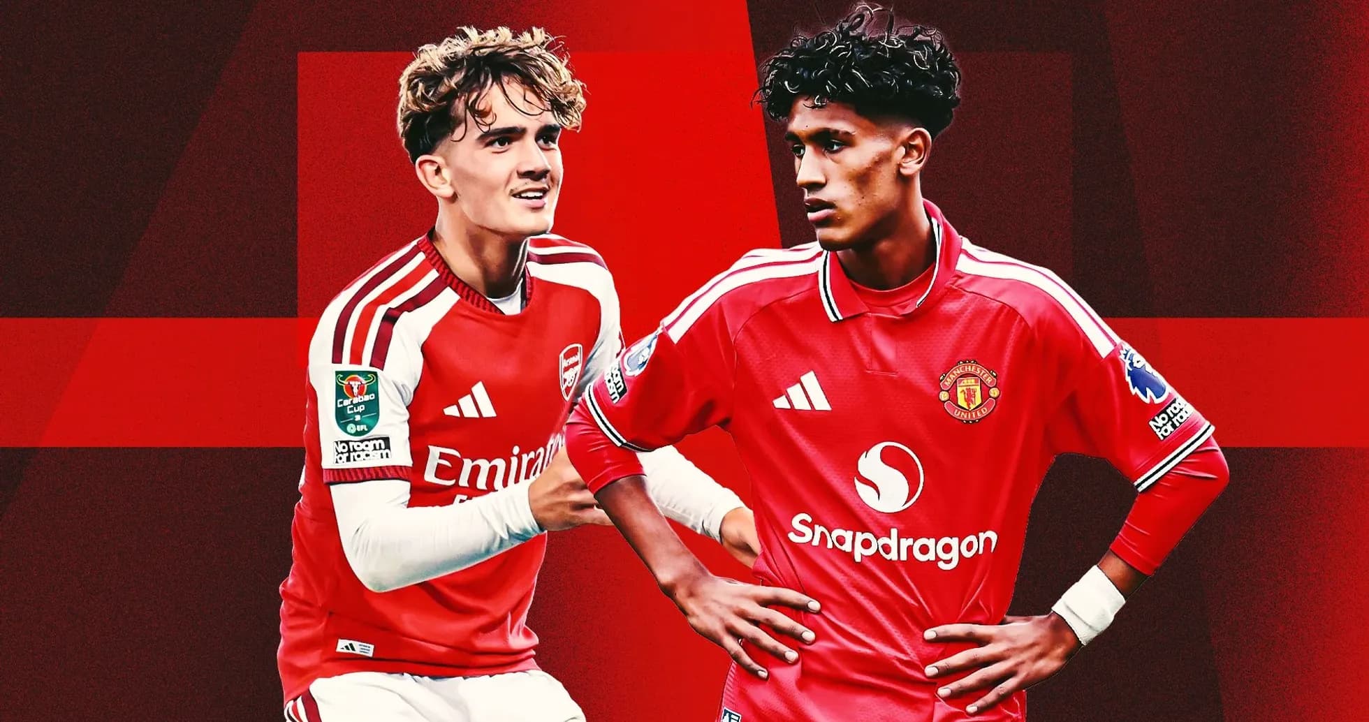 Two players from Arsenal and Manchester United posing