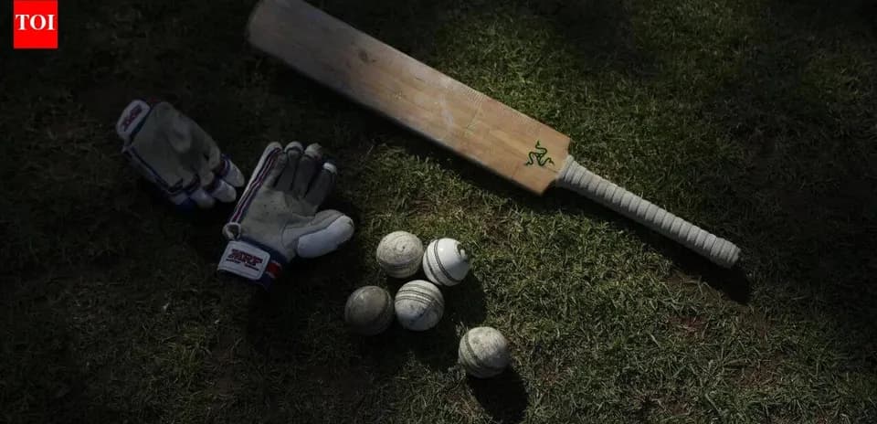 Cricket bat, gloves, and balls on grass