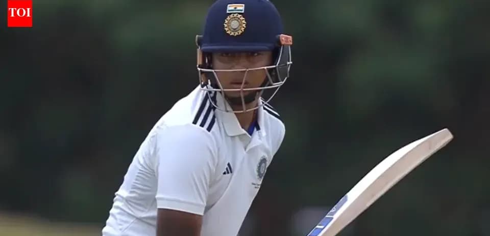 Batsman preparing to face a delivery in cricket