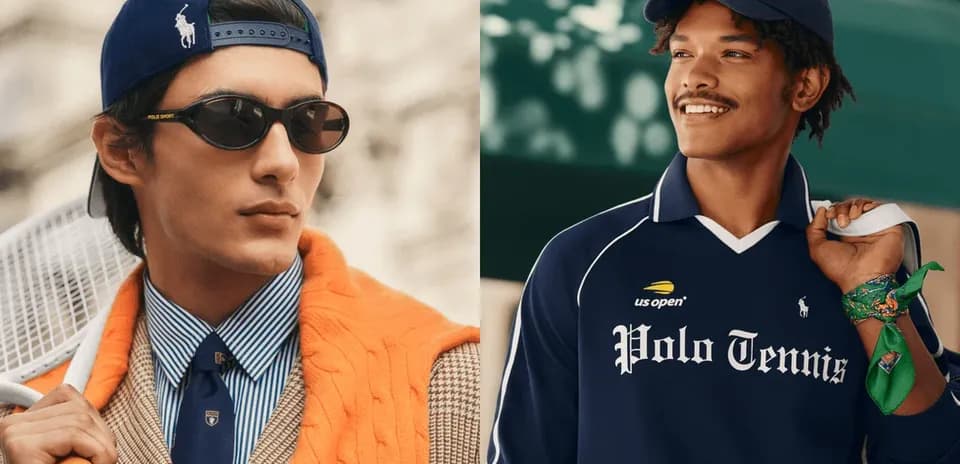 Two models showcasing Polo Tennis fashion styles