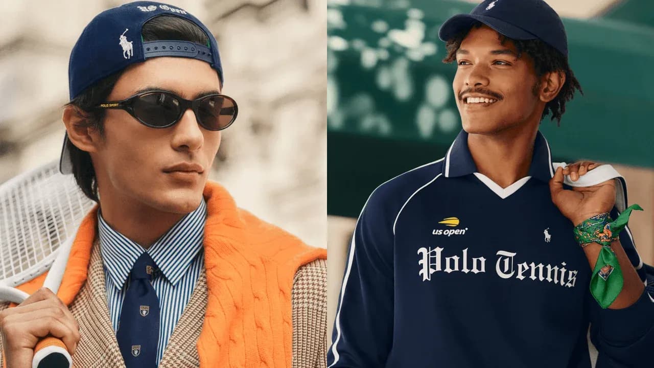 Two models showcasing Polo Tennis fashion styles