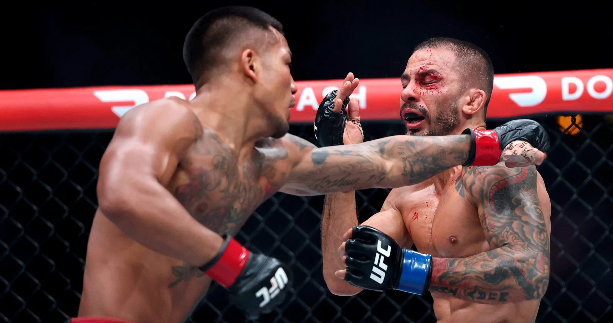 Fighter landing a punch during MMA match