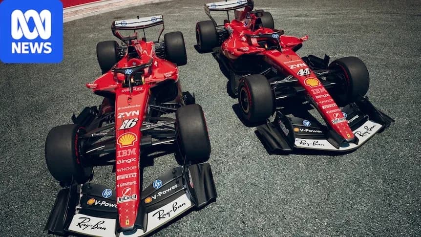 Two Ferrari Formula 1 cars on track