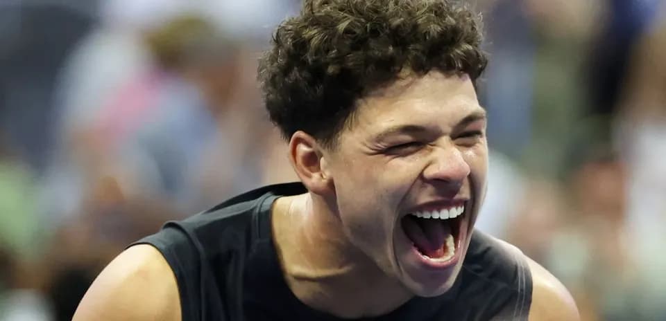 Player celebrating enthusiastically during a match