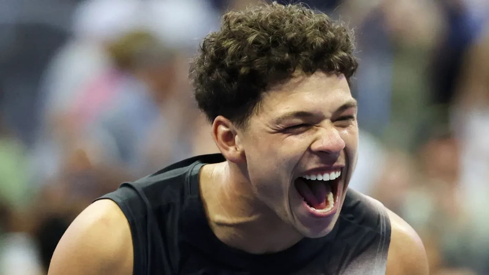 Player celebrating enthusiastically during a match