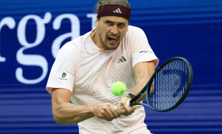 Player hitting a forehand during a tennis match