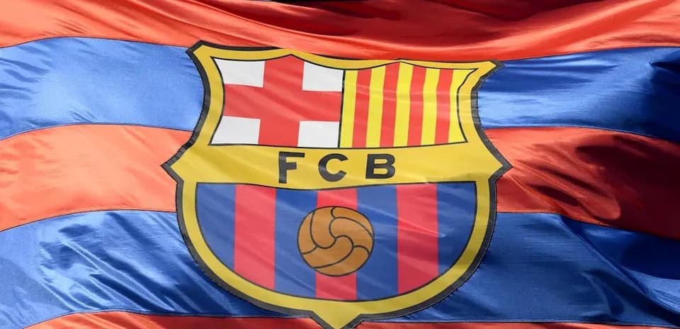 FC Barcelona flag waving with team colors