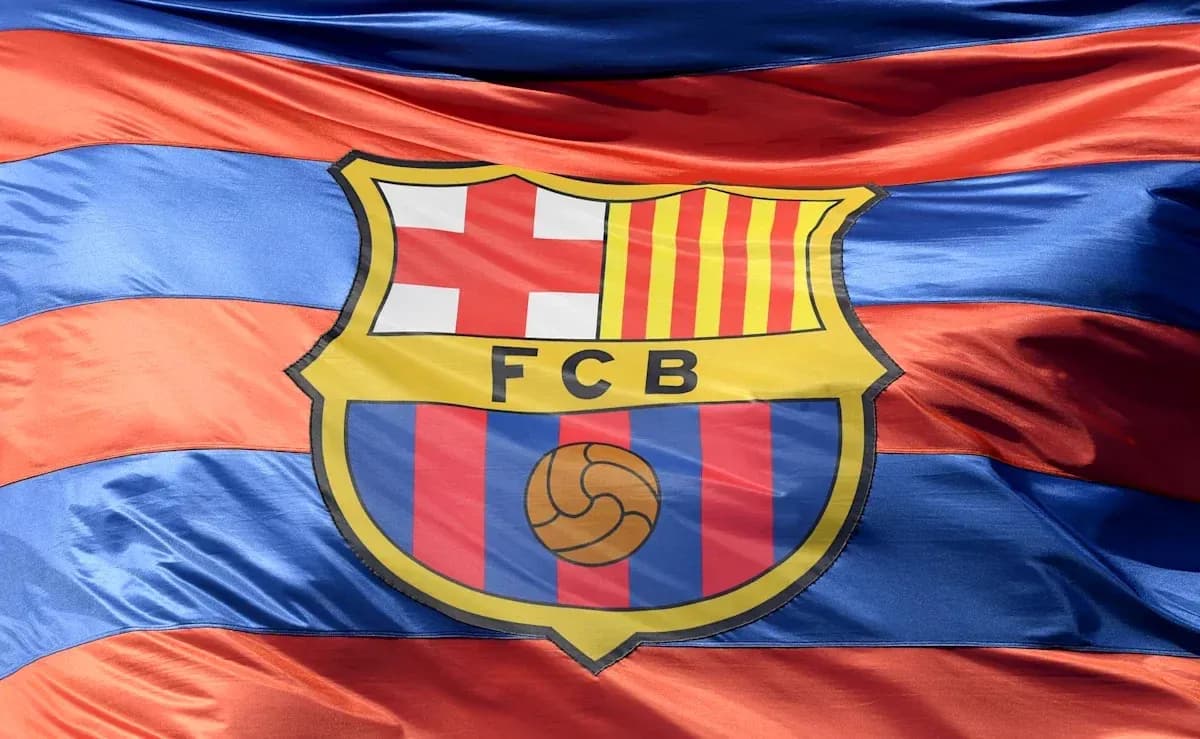 FC Barcelona flag waving with team colors
