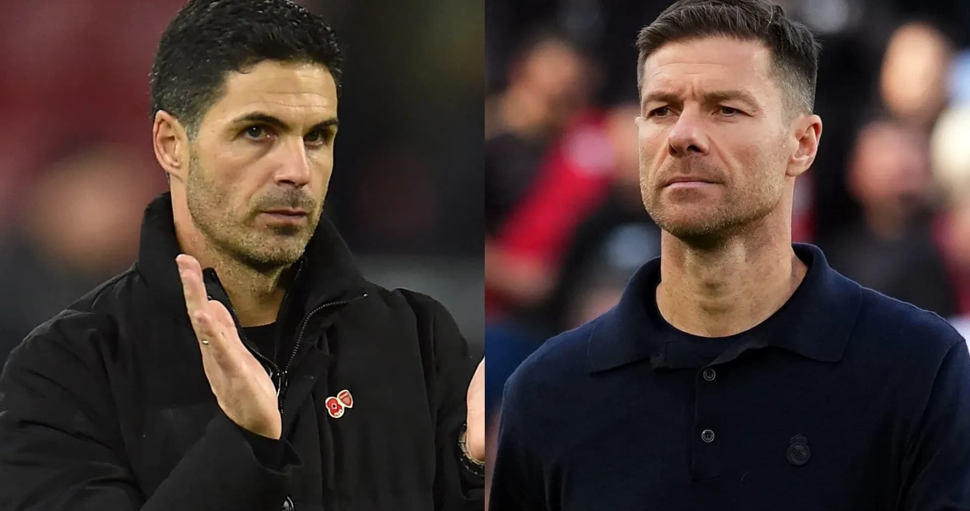 Two football managers on the sidelines during match