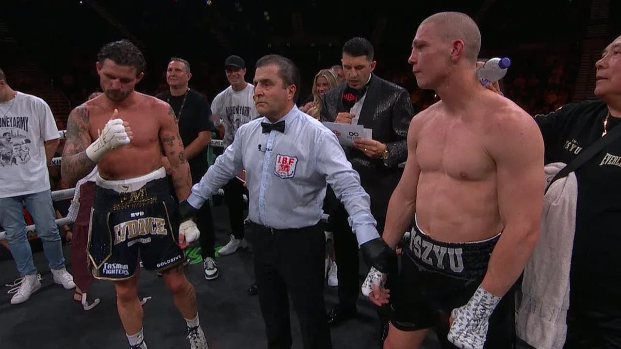 Boxers standing in the ring after match decision