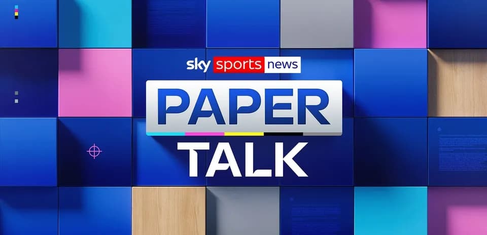 Sky Sports News Paper Talk graphic with colorful blocks