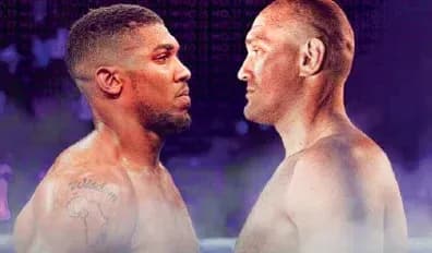 Anthony Joshua and Tyson Fury facing each other