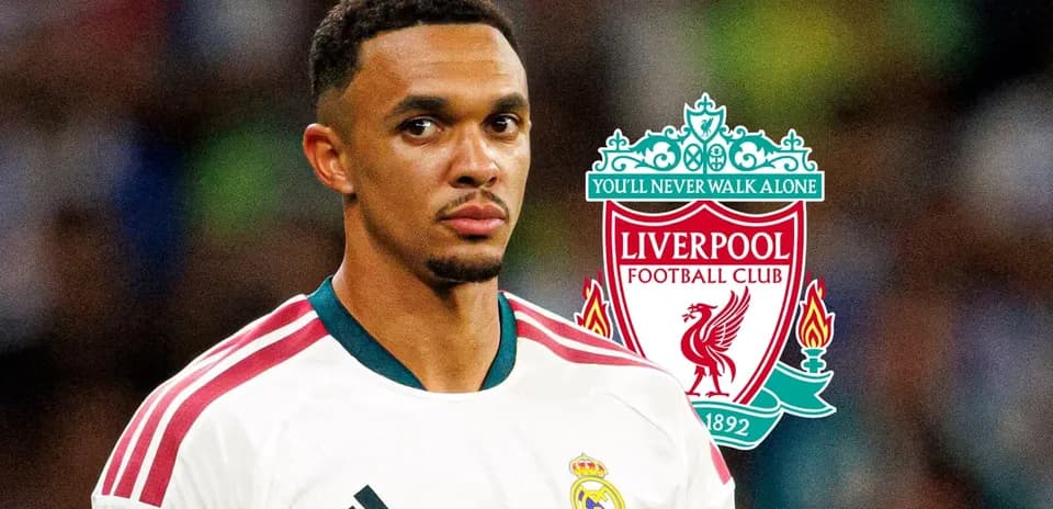 Player in football kit with Liverpool logo overlay