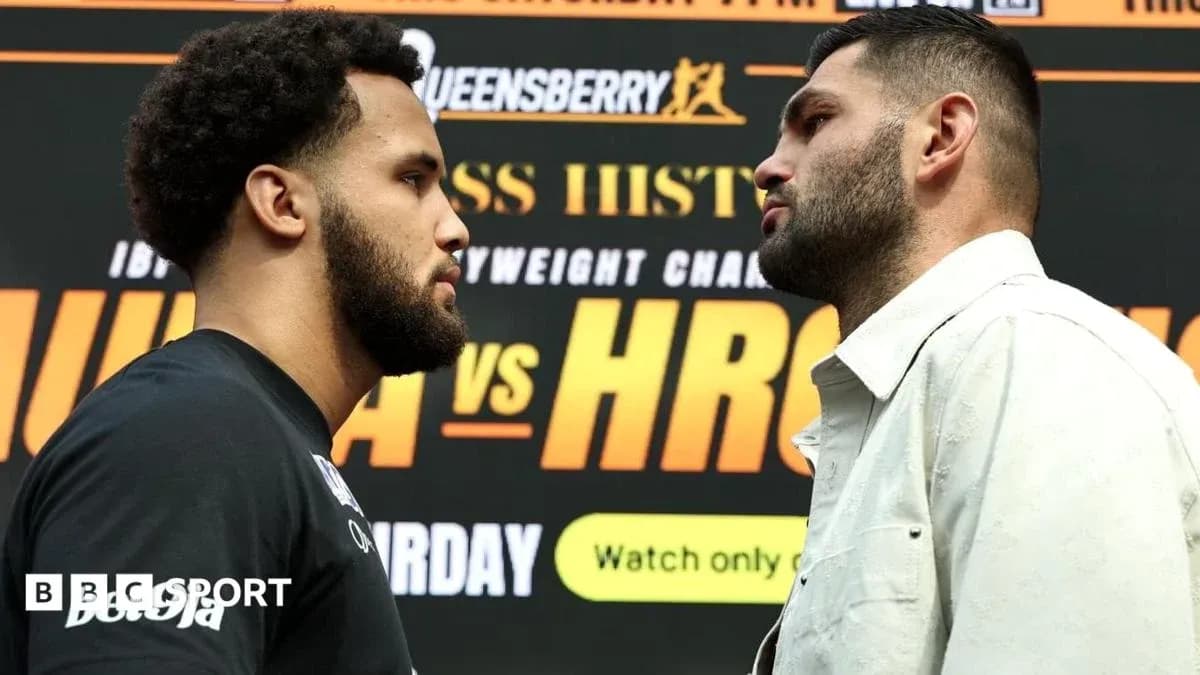 Two boxers facing off at press conference