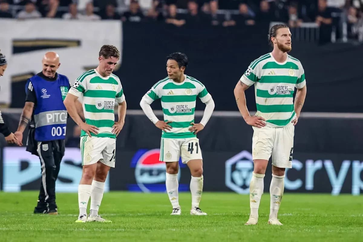 Celtic players walking off the pitch after match