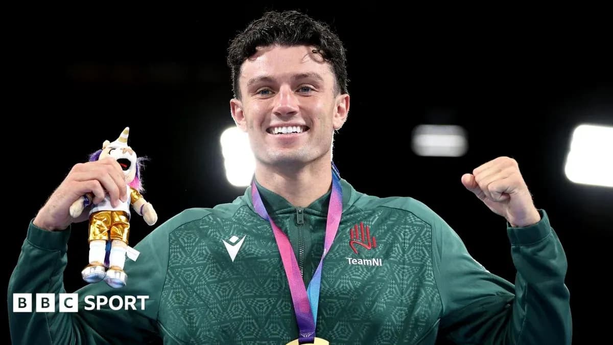 Athlete celebrating with medal and toy after victory