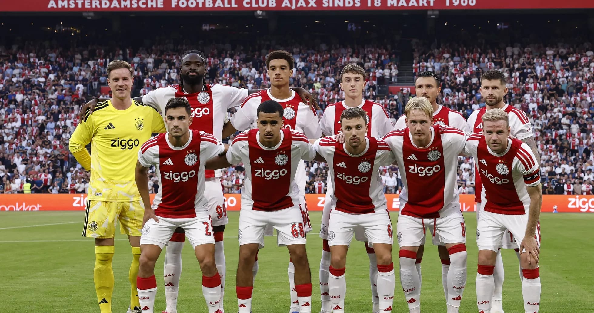 Ajax team posing for photo before match