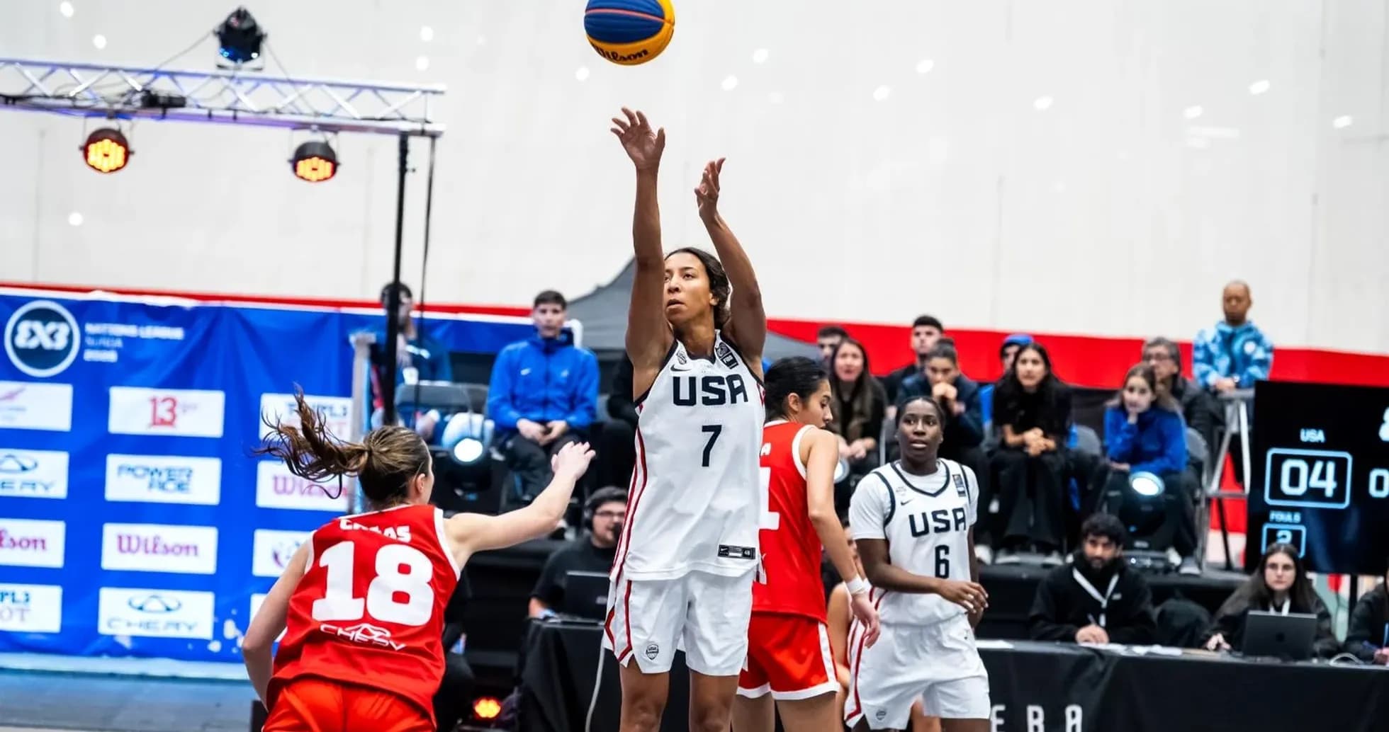 USA player shooting a basketball during match
