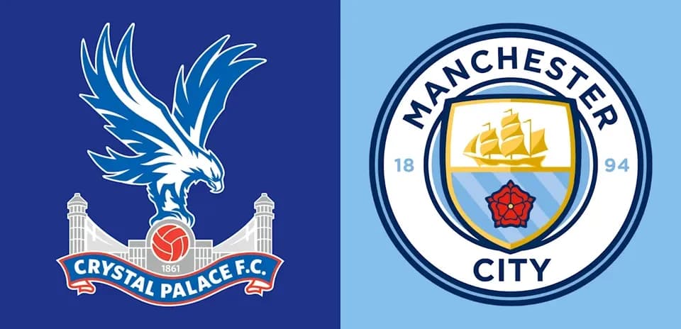 Logos of Crystal Palace and Manchester City football clubs