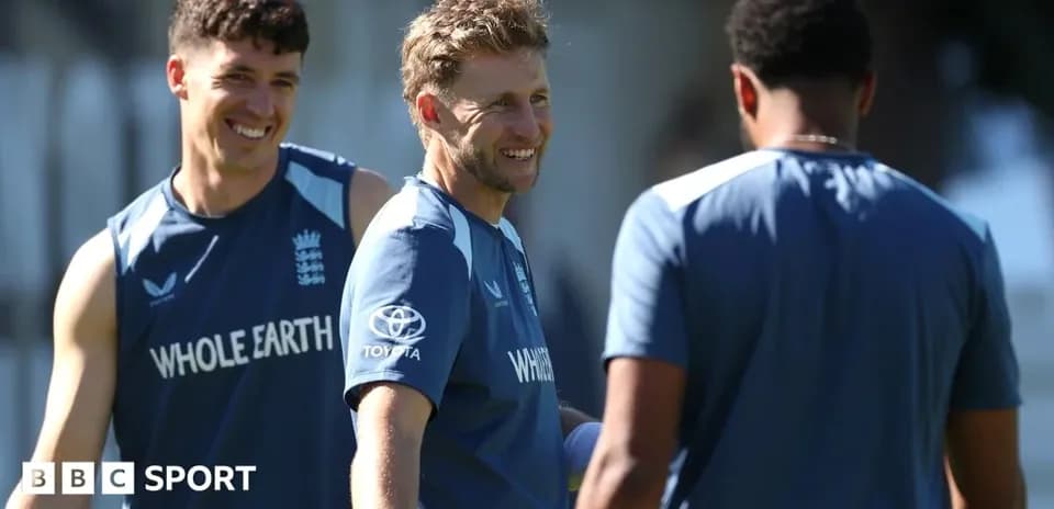 England cricket players smiling during practice session