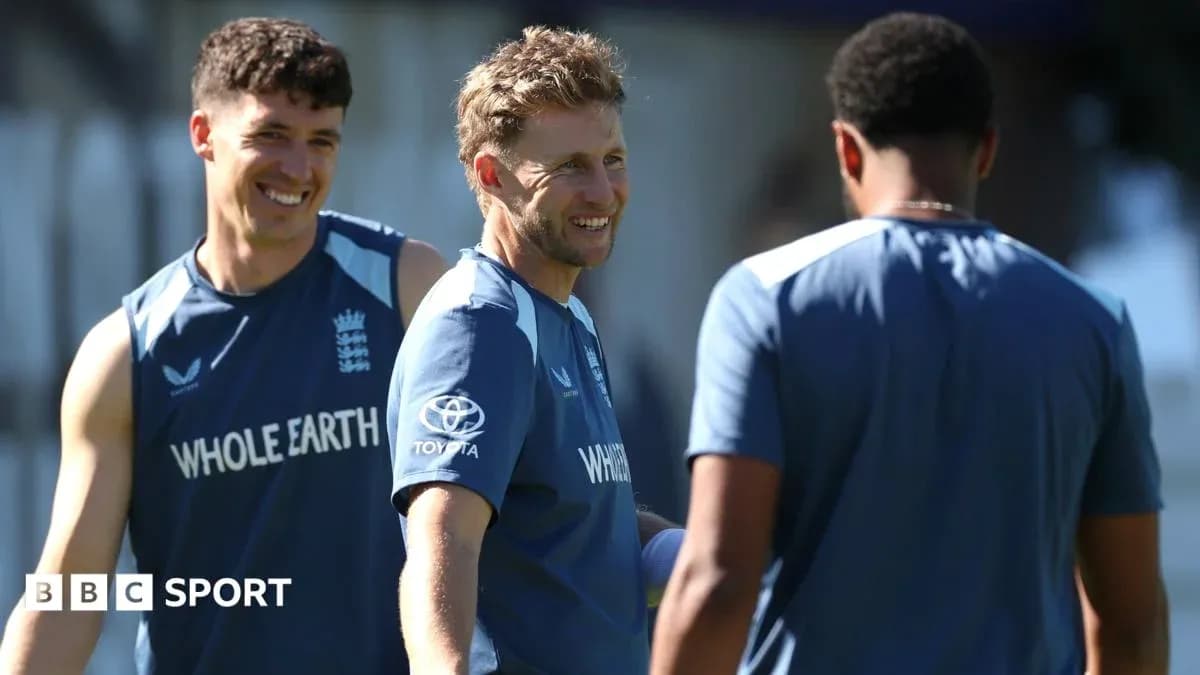 England cricket players smiling during practice session