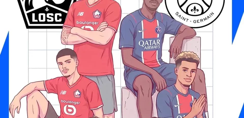 Cartoon players from LOSC and Paris Saint-Germain