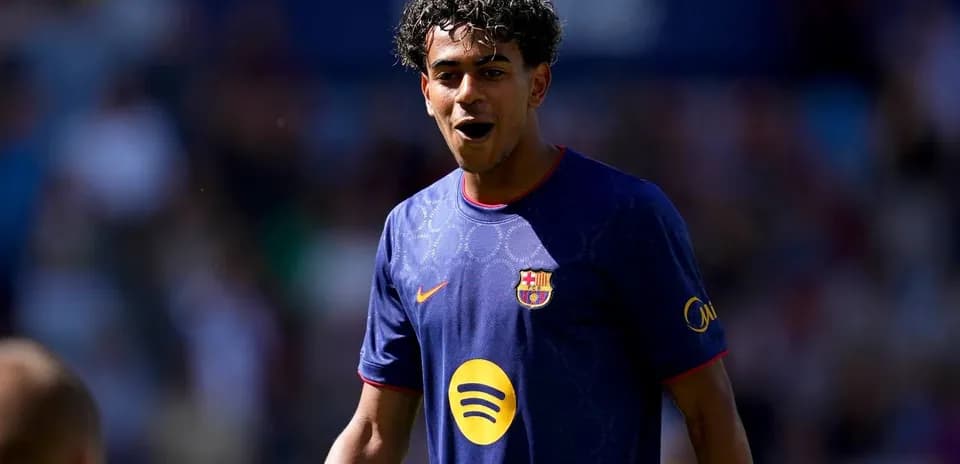Barcelona player celebrating during match on field