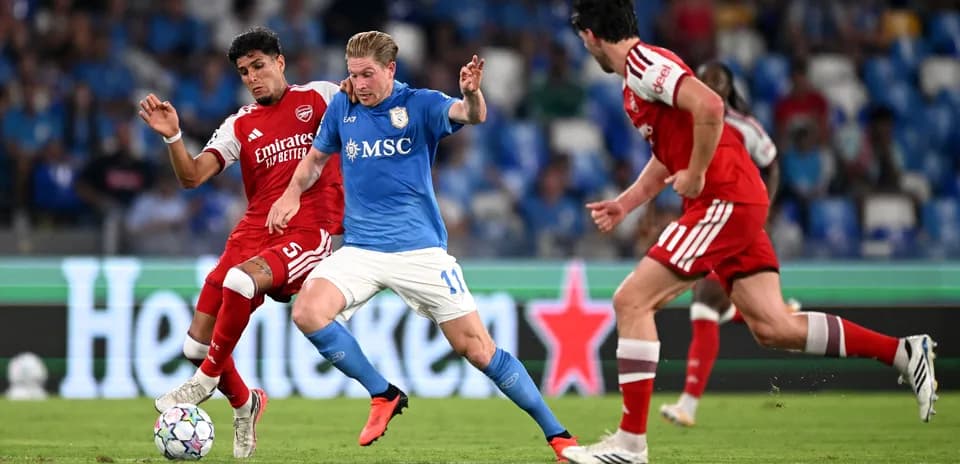 Players competing for the ball during a match
